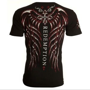 ARCHAIC by AFFLICTION Mens T-shirt Spine Wings Black Regular Fit S-4XL